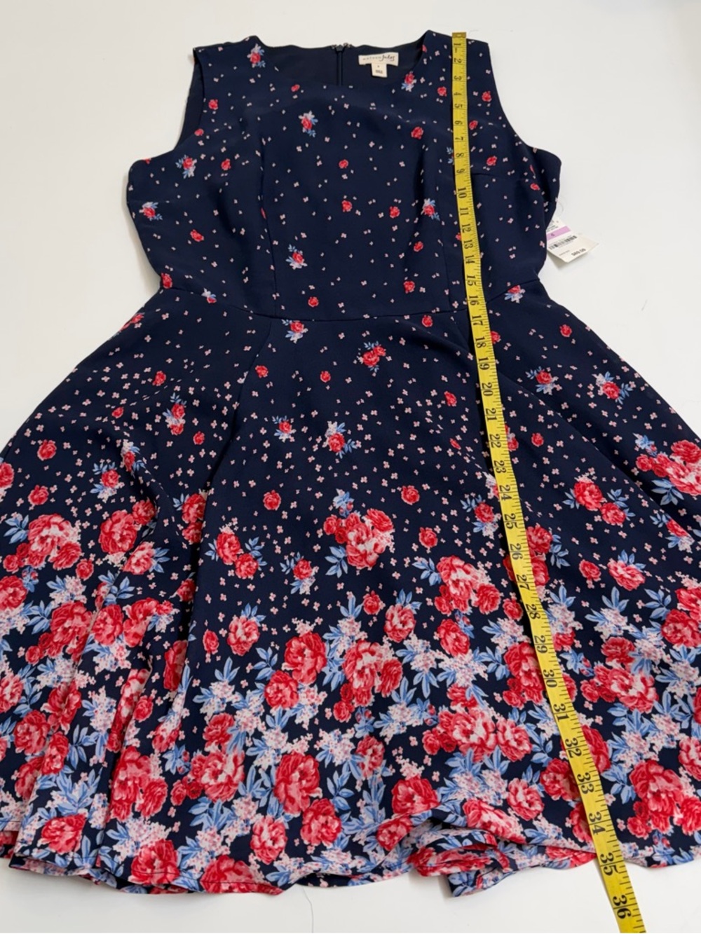 Maison Jules Floral Fit & Flair Dress Navy Rose Print Size 6 NWT - Picture 6 of 7